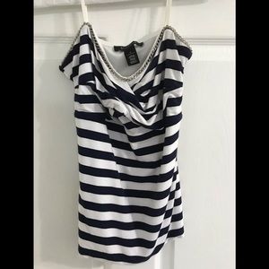 White House Black Market Blue and White Tank/Cami